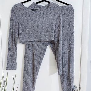 SHEIN Crop Tee & Front Knotted Jogger Set - Size L